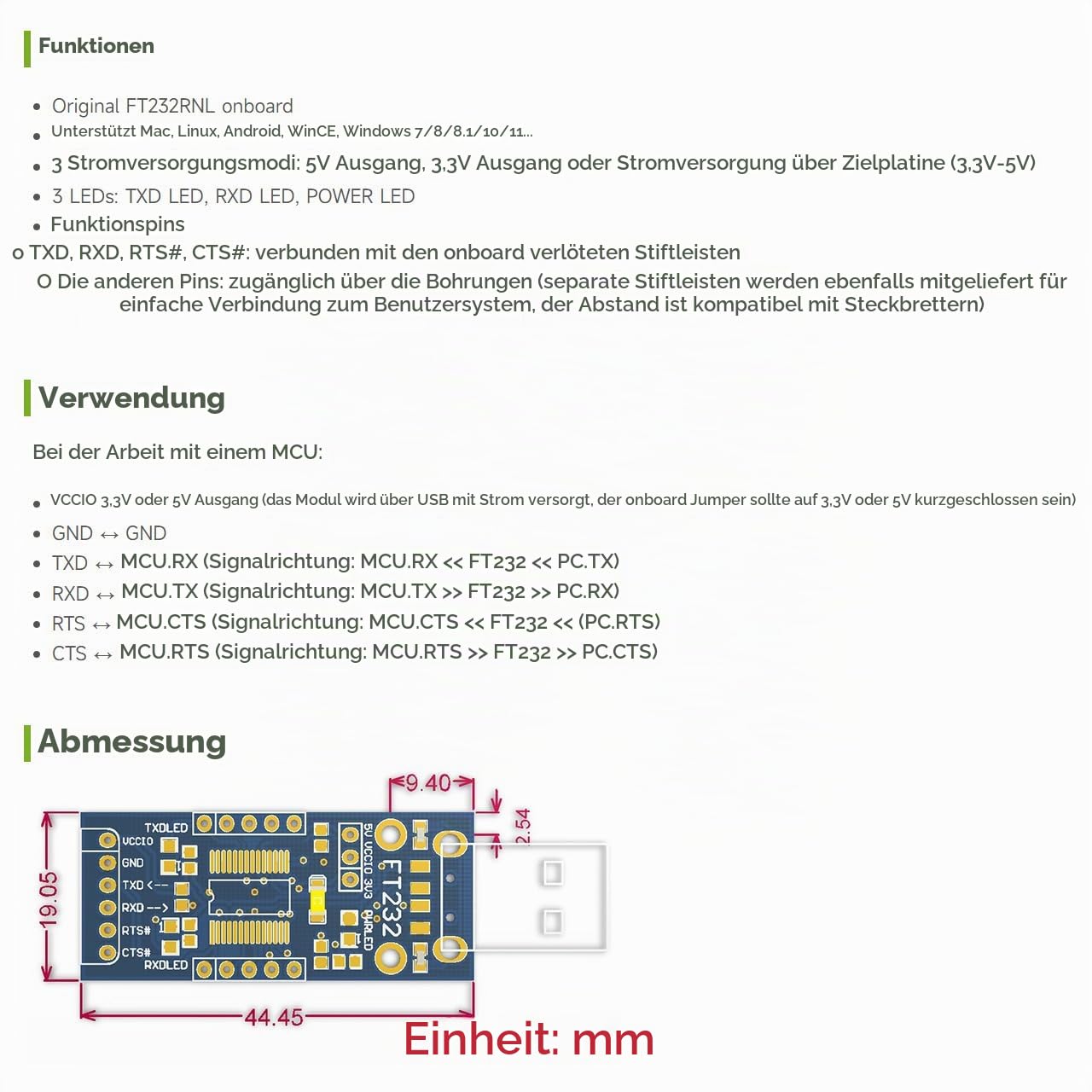 waveshare-ft232-usb-zu-ttl-uart-kommunikationsmodul-usb-c image 2