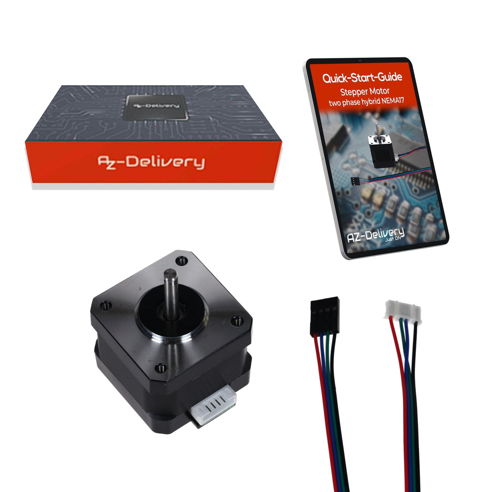 az-delivery-nema-17-schrittmotor-12v-28nm-1-8-2-phasen-hybrid-stepper-mit-1m-kab image 1