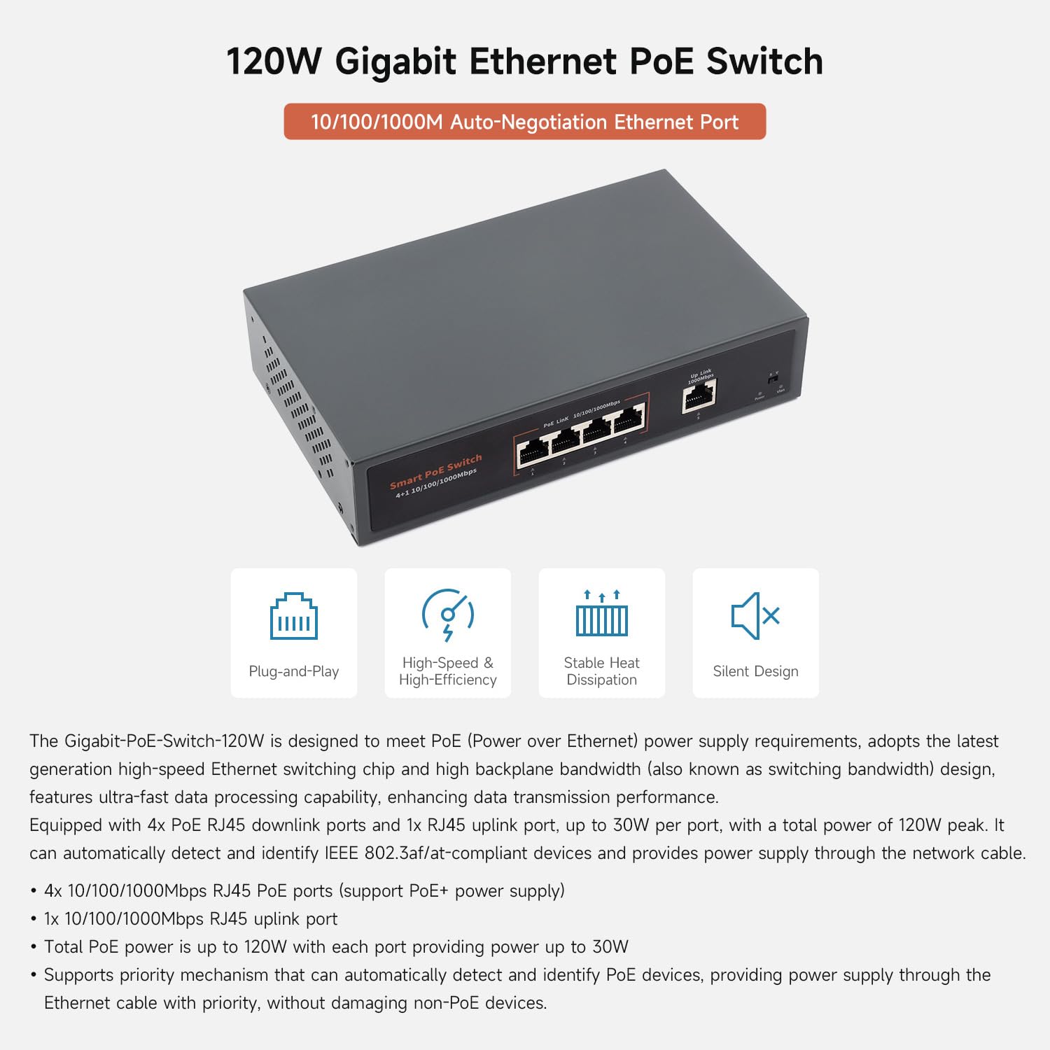 waveshare-120w-gigabit-poe-switch-4x-poe-ports-10-100-1000m image 3
