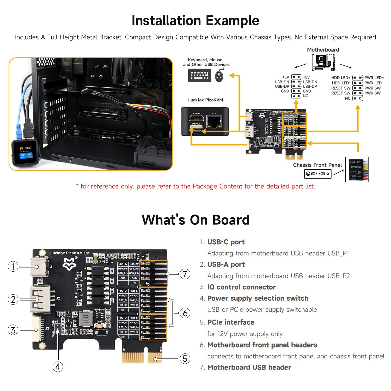 waveshare-luck-fox-picokvm-ext-erweiterungsboard-pcie-x1-x4-x8-x16-usb-a-c-front image 5