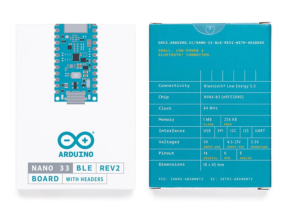 arduino-nano-33-ble-rev2-mit-headern-abx00072-arm-cortex-m4-bluetooth-board image 5