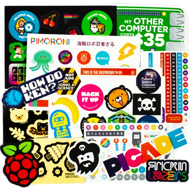 pimoroni-super-sticker-selection-sticker-set-f-r-pibow-laptop-maker-projekte image 1