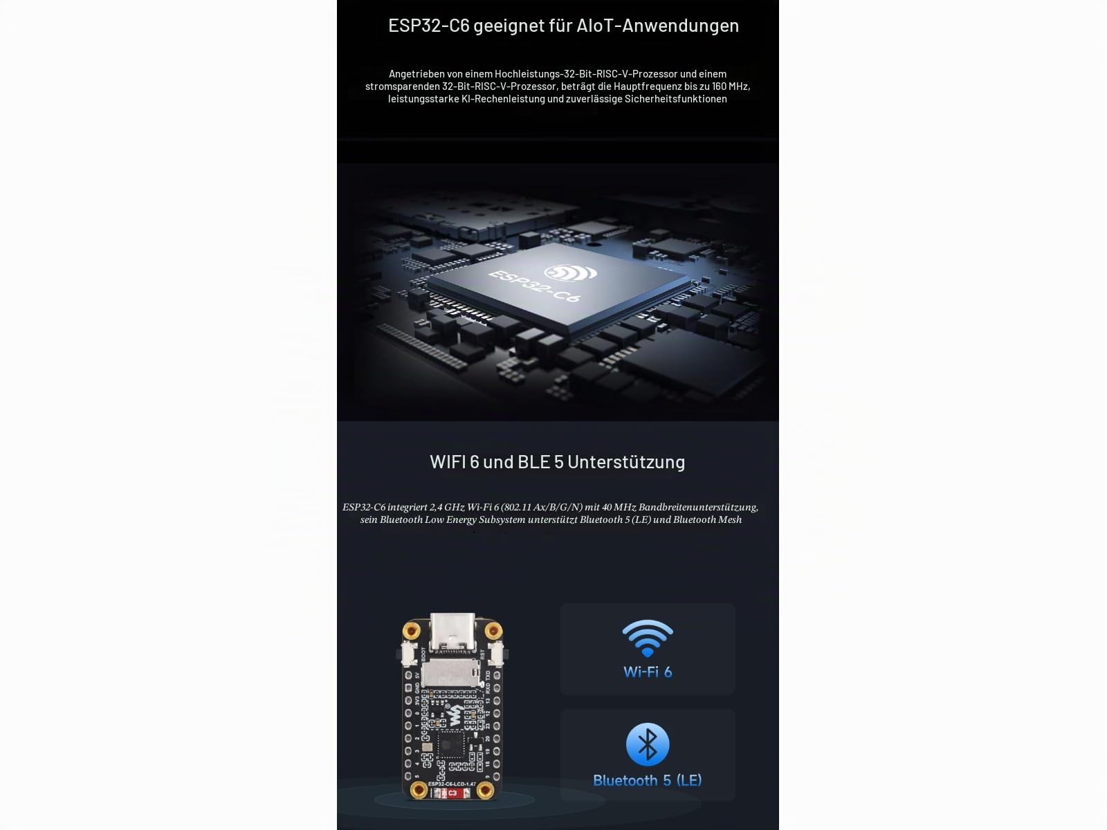 waveshare-esp32-c6-touch-lcd-1-47-entwicklungsboard-1-47-zoll-touch-display-wifi image 3