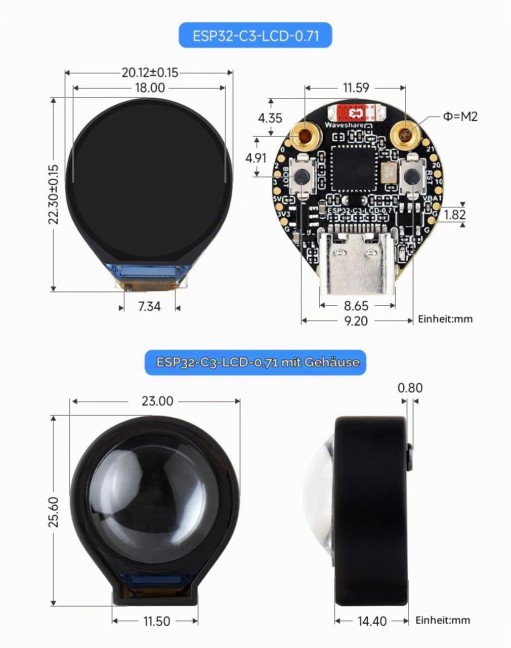 waveshare-esp32-c3-0-71-zoll-rund-display-entwicklungsboard-160x160-mit-schutzge image 6