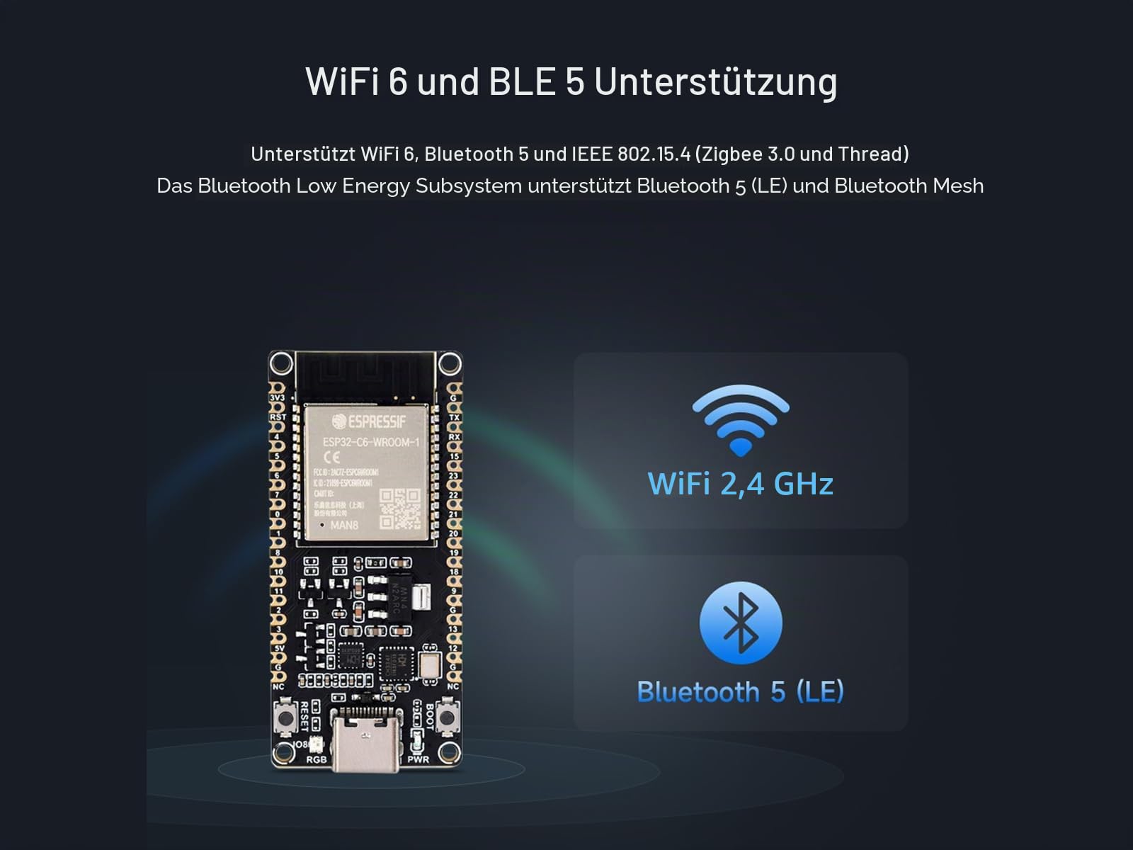waveshare-esp32-c6-dev-kit-n16-risc-v-mikrocontroller-dev-board-ohne-pinheader image 3