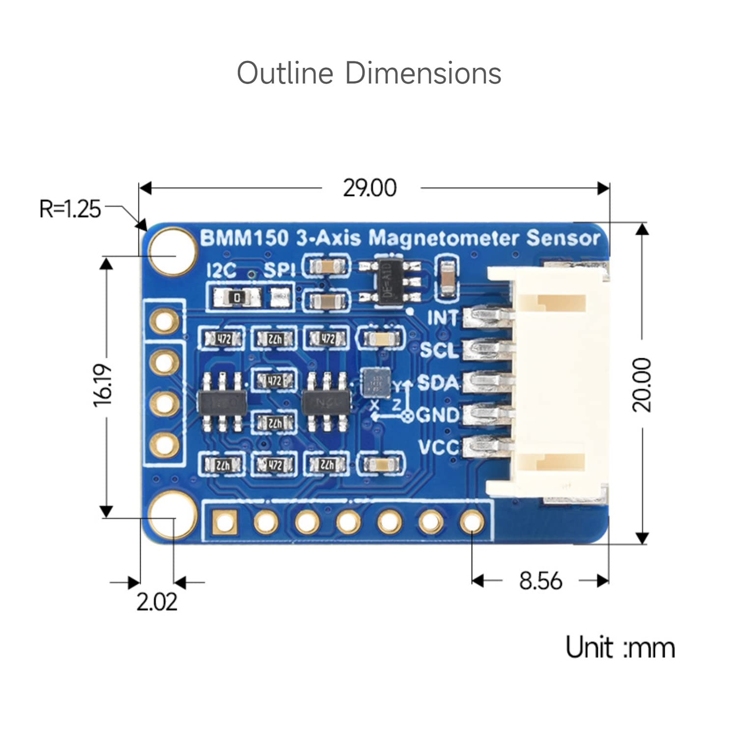 waveshare-bmm150-3-achsen-geomagnetik-sensor-digitaler-kompass-magnetfeld-sensor image 8