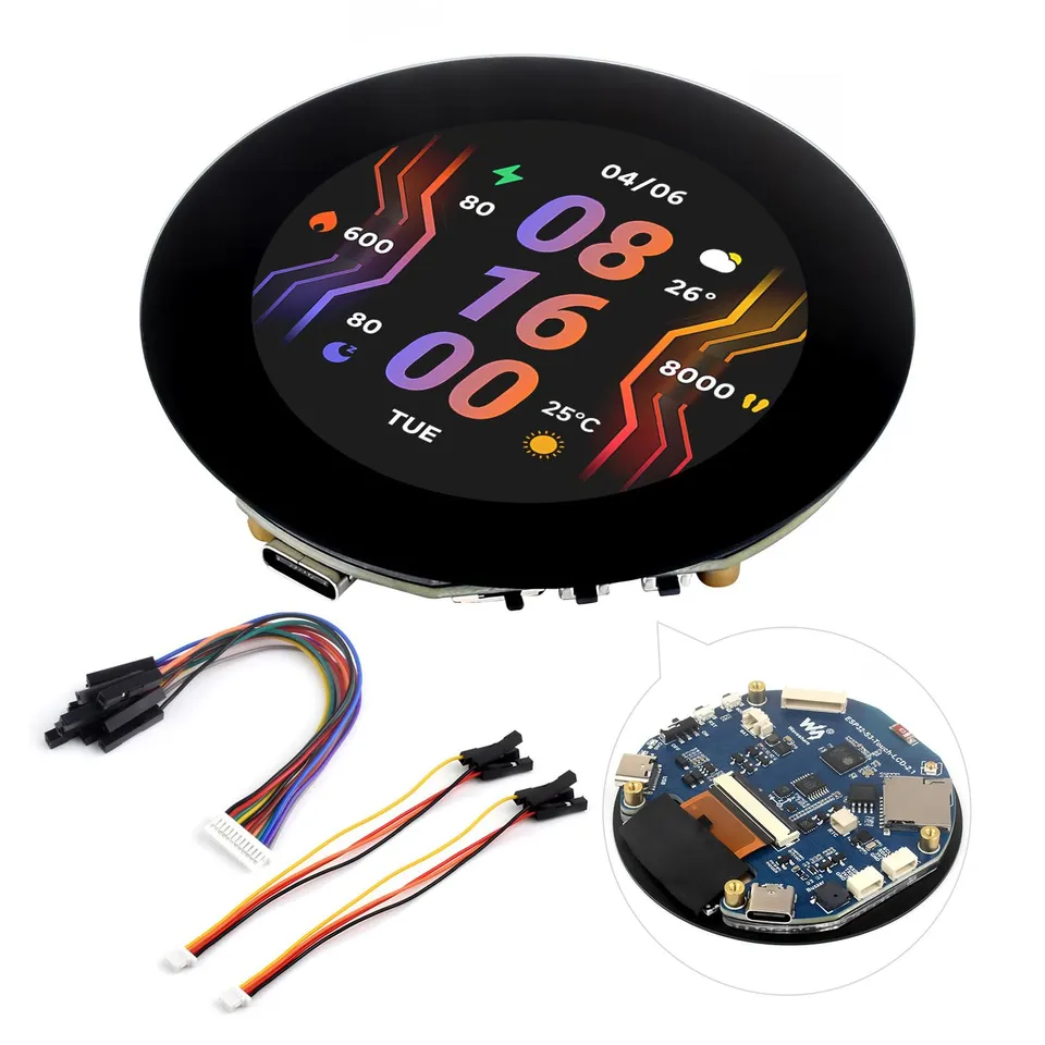 waveshare-esp32-s3-2-1-zoll-lcd-rund-display-entwicklungsboard-480x480-touch image 1