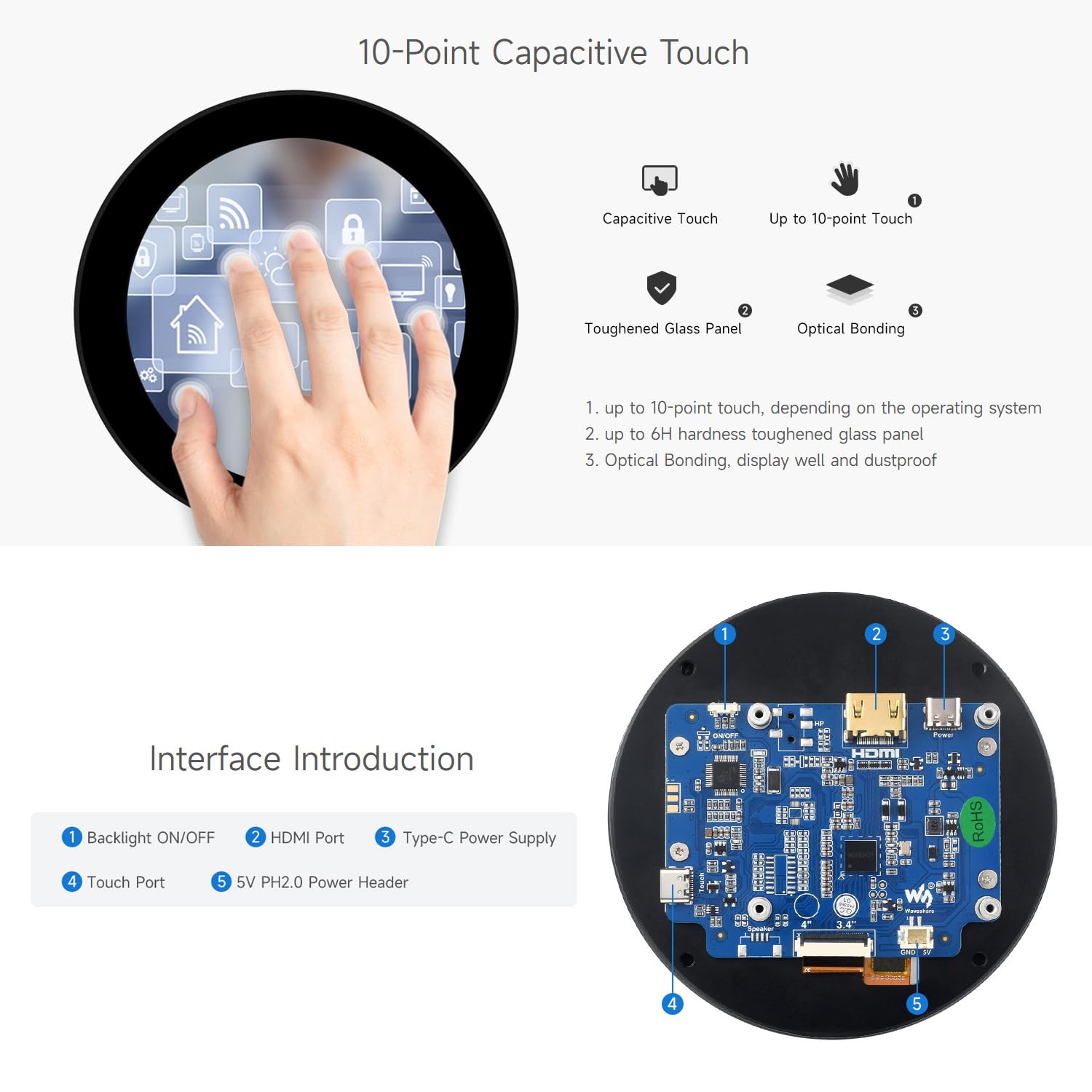 waveshare-3-4-zoll-hdmi-circular-touch-display-800x800-ips-10-punkt-f-r-raspberr image 7