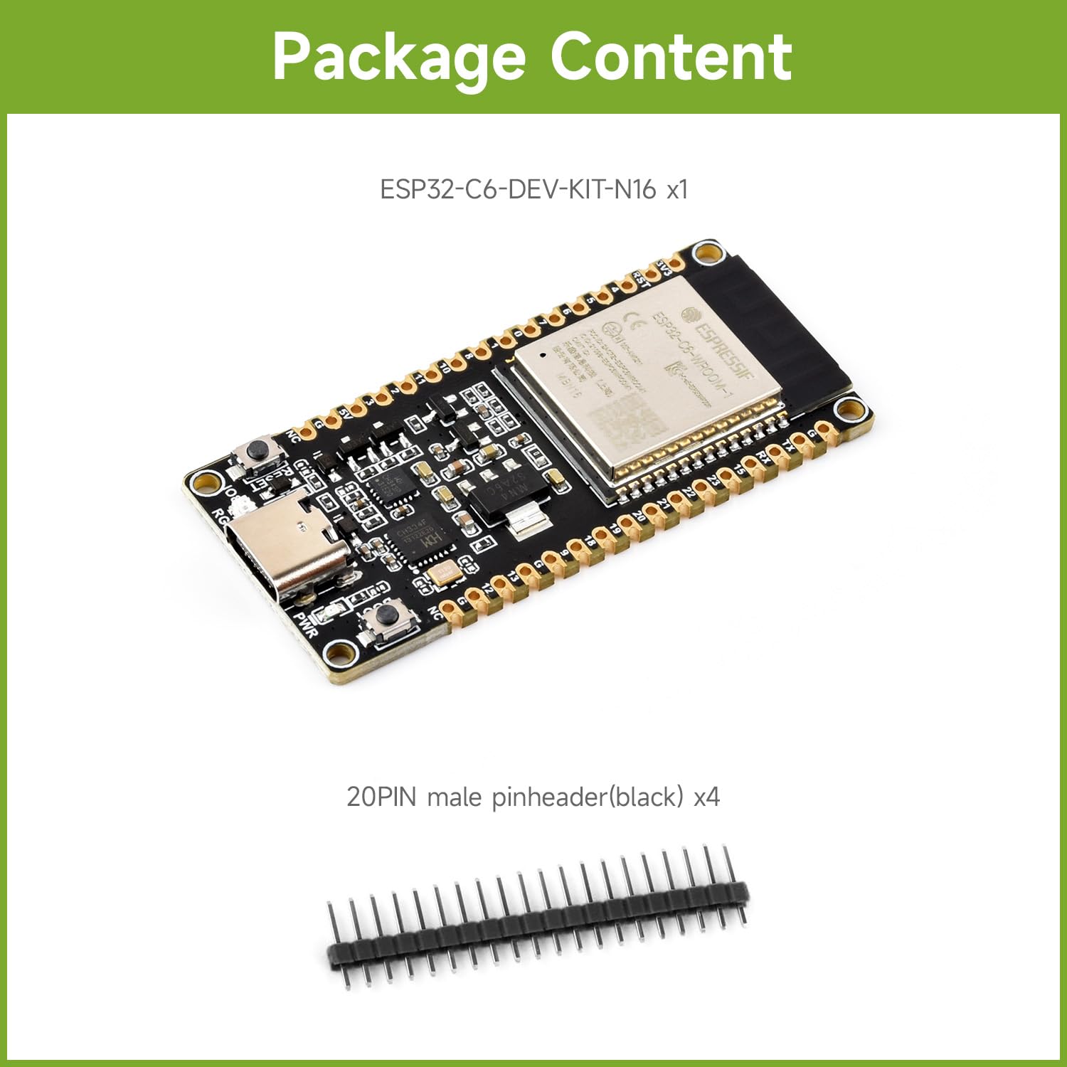waveshare-esp32-c6-mikrocontroller-wifi-6-entwicklungsboard-160mhz-16mb-flash image 2