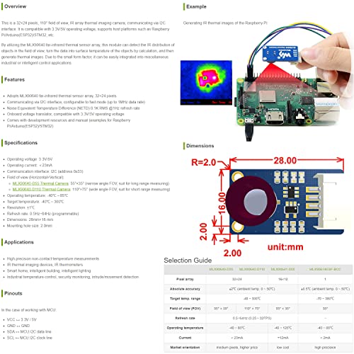 waveshare-w-rmebildkamera-32x24-mlx90640-110-grad-i2c image 8