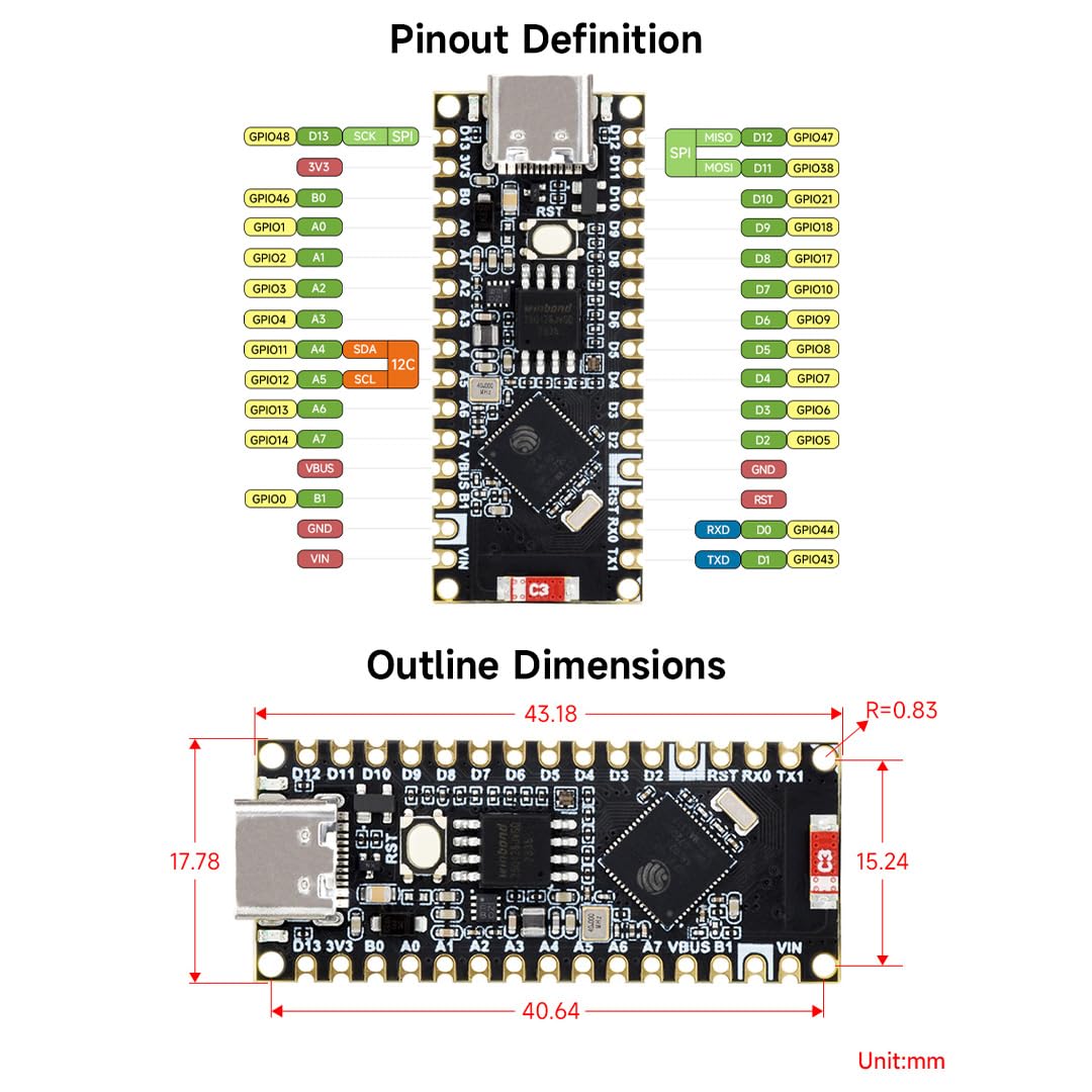 waveshare-esp32-s3-nano-entwicklungsboard-esp32-s3r8-ohne-header image 7