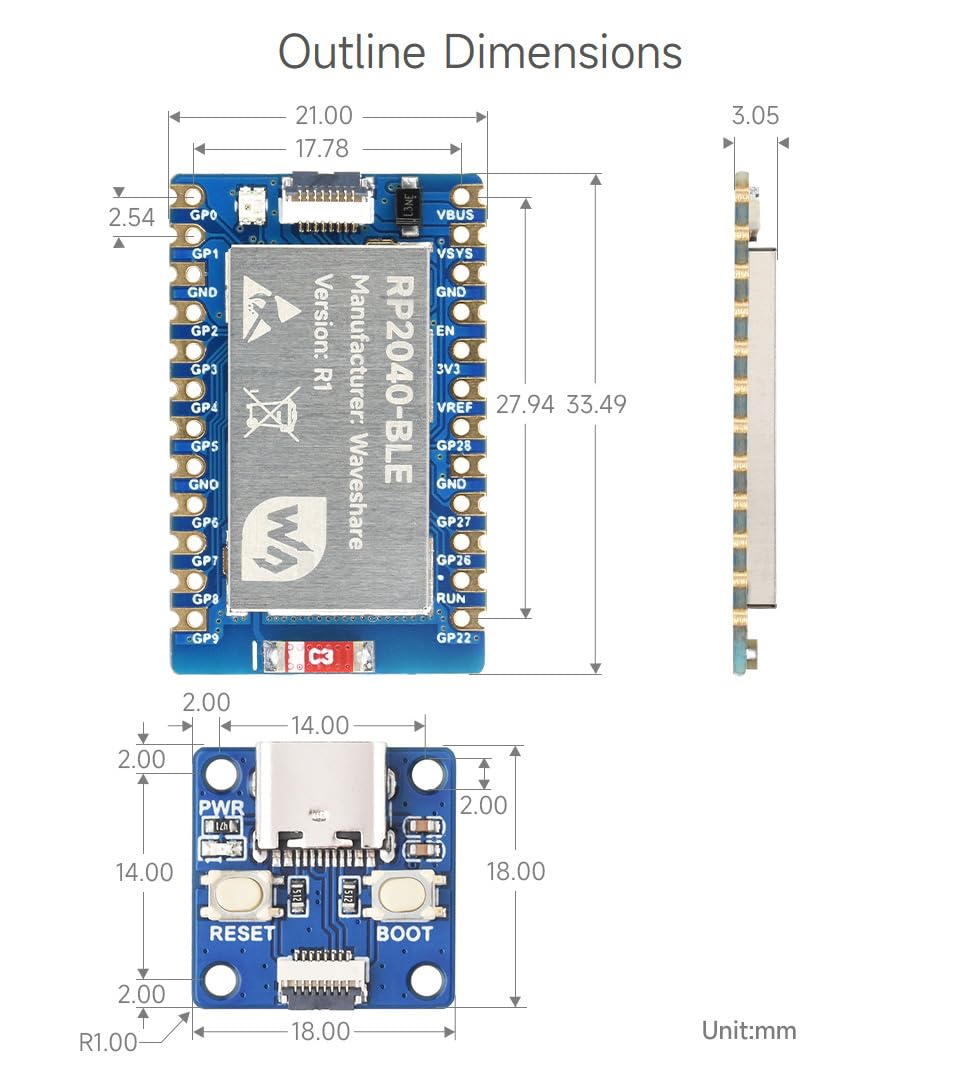 waveshare-rp2040-ble-entwicklungsboard-rp2040-microcontroller-board-mit-bluetoot image 8