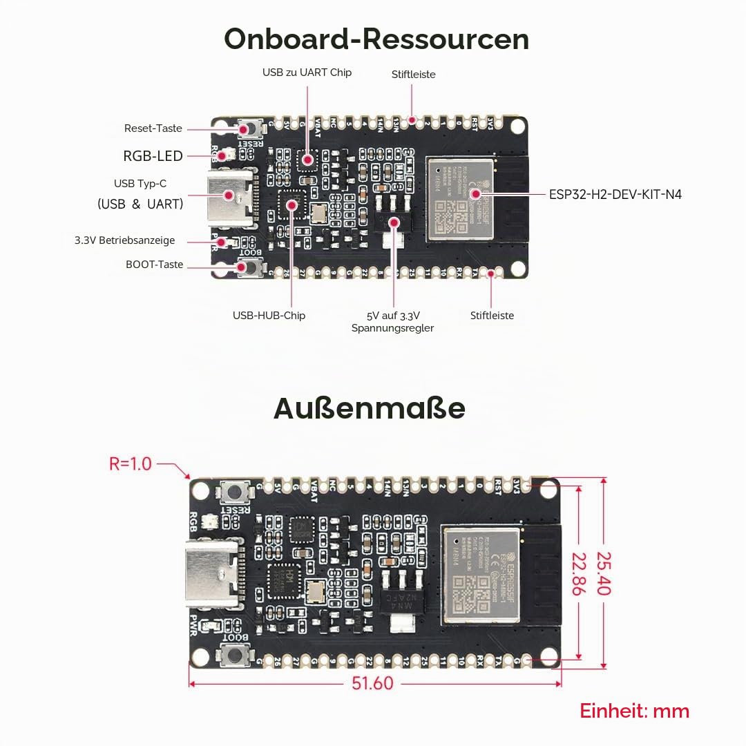 waveshare-esp32-h2-mikrocontroller-esp32-h2-mini-1-n4-mit-ble-zigbee-thread image 8
