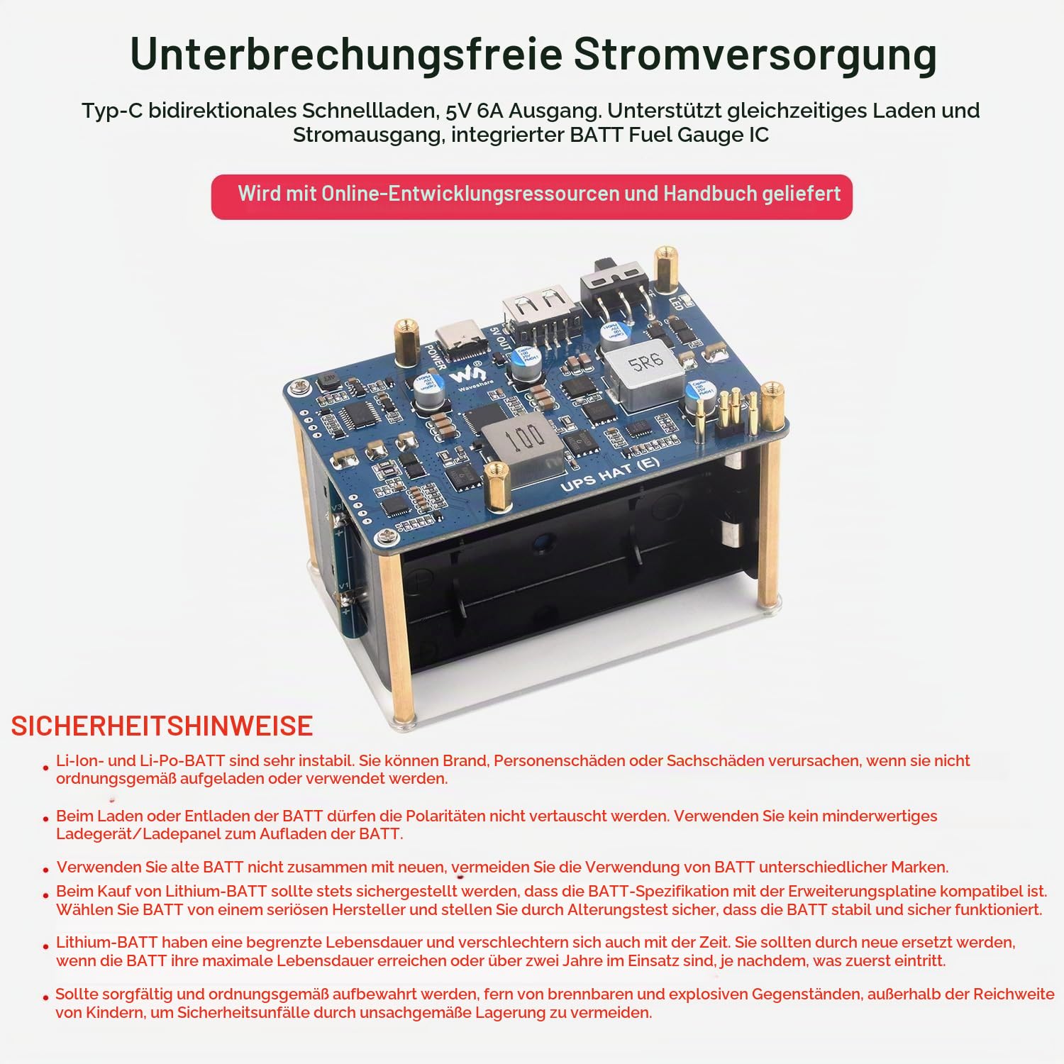 waveshare-ups-hat-e-f-r-raspberry-pi-5-4b-3b-5v-6a-pogo-pin image 3