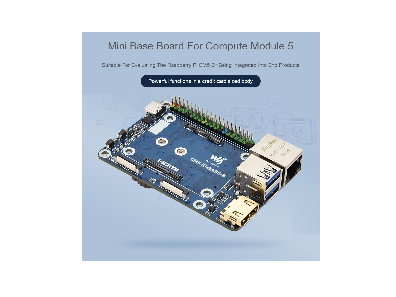 waveshare-mini-base-board-b-f-r-raspberry-pi-compute-module-5-lite-emmc image 2