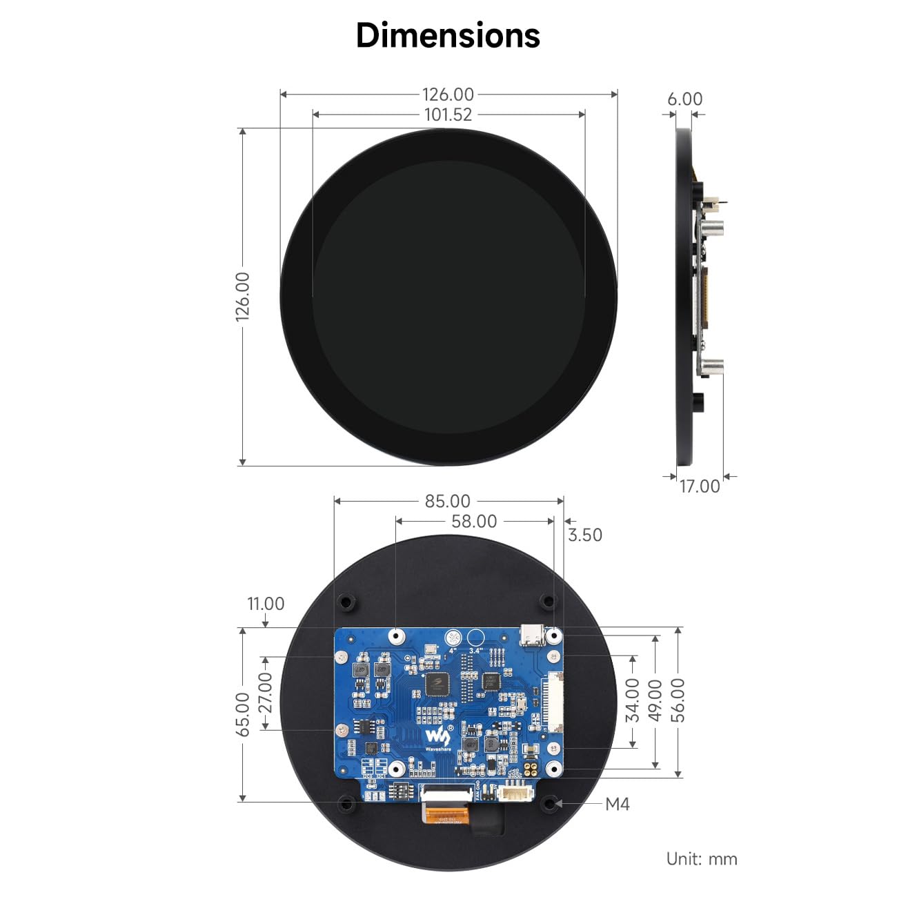 waveshare-4-zoll-dsi-lcd-rundes-kapazitives-touch-display-720x720-ips-f-r-raspbe image 8