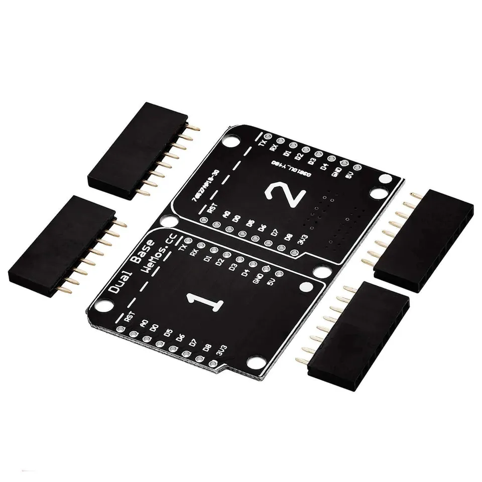 az-delivery-dual-base-shield-pcb-board-f-r-d1-mini-nodemcu-esp8266 image 1