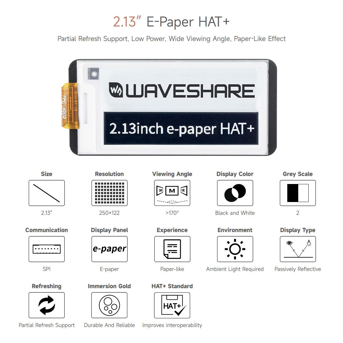 waveshare-v4-2-13-zoll-e-paper-hat-250x122-schwarz-wei-spi-f-r-raspberry-pi image 3