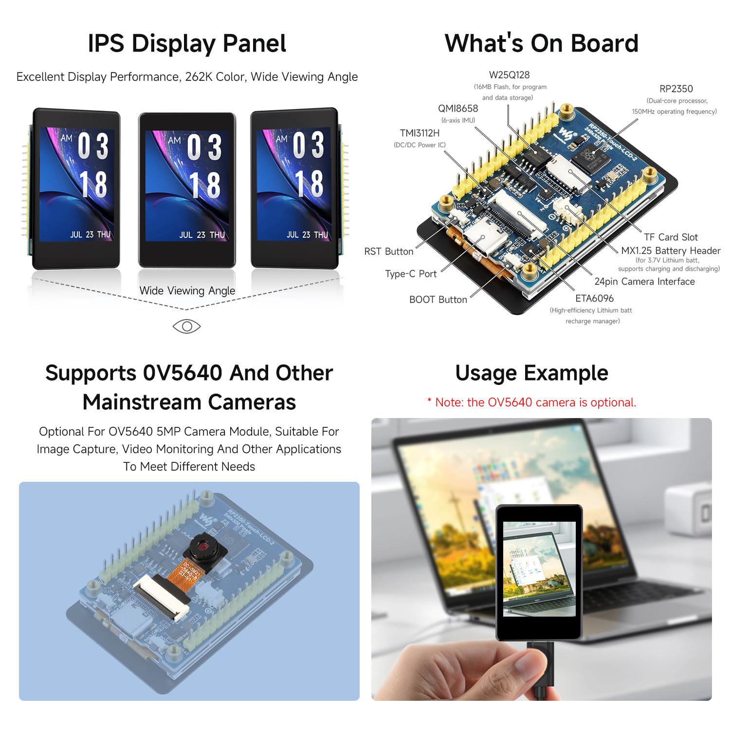 waveshare-rp2350-2-zoll-touch-display-board-240x320-ips-mit-kamera-anschluss image 5
