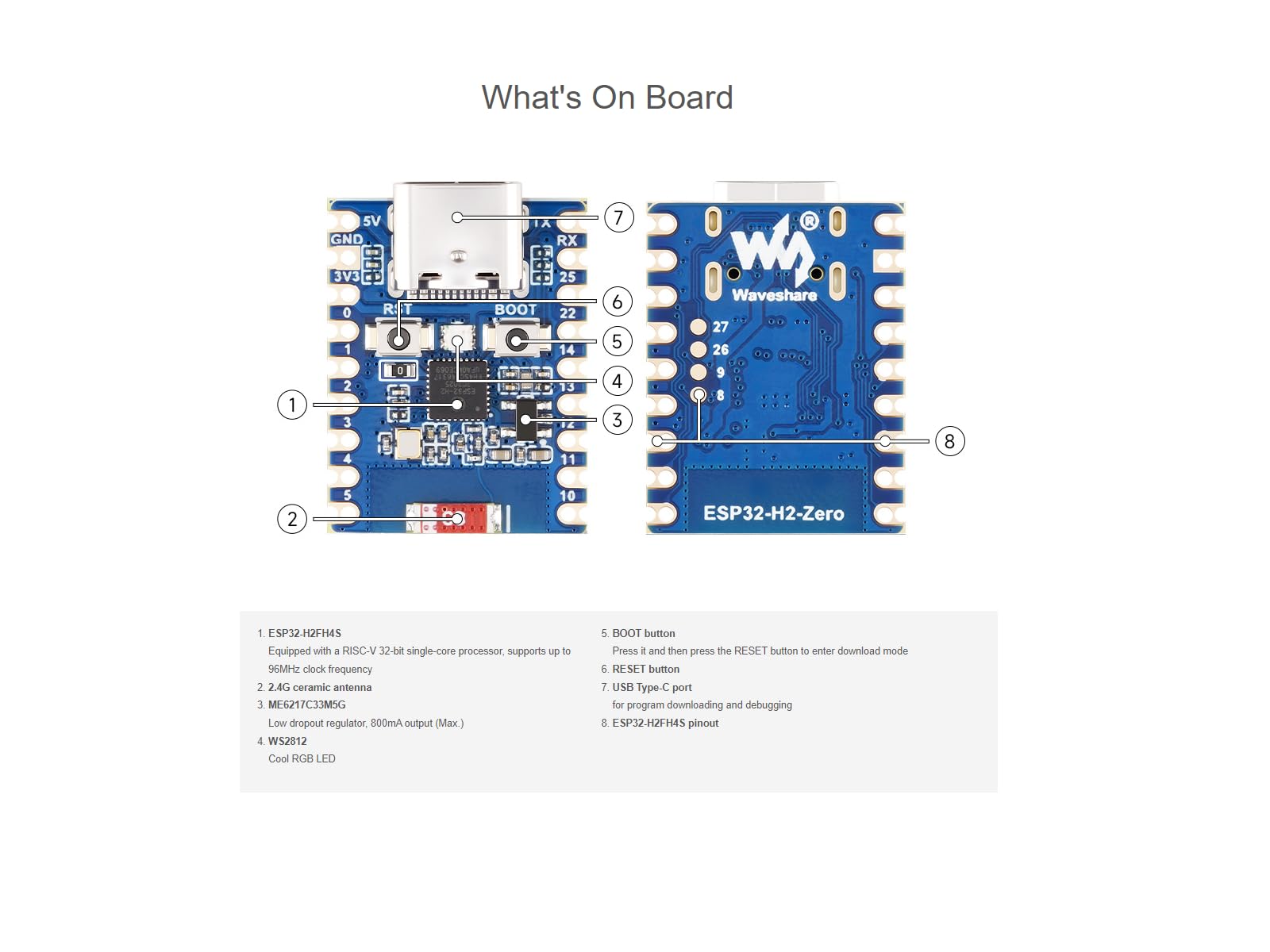 waveshare-esp32-h2-mini-entwicklungsboard-mit-esp32-h2fh4s-ble-zigbee-thread image 4