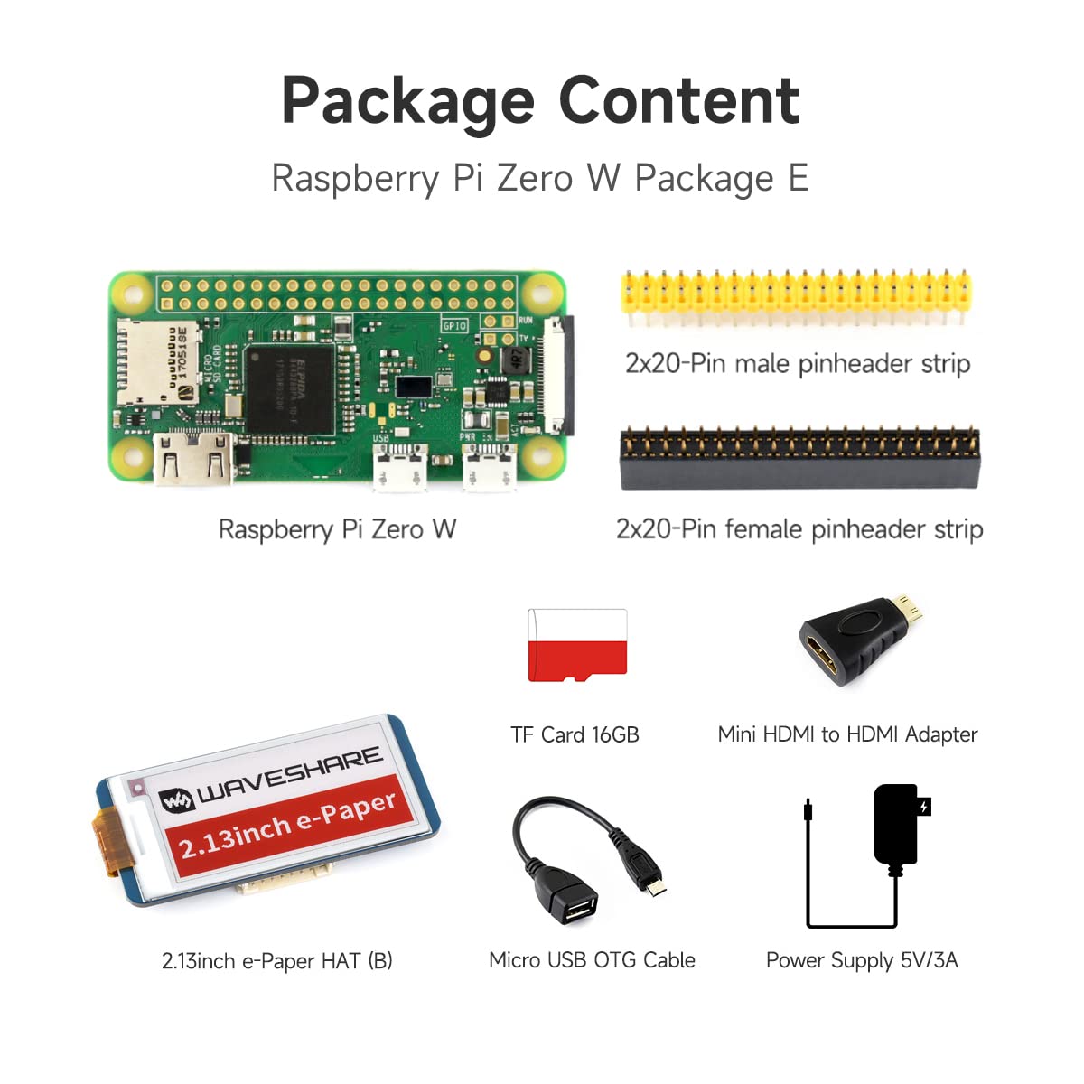 waveshare-zero-w-package-e-mit-raspberry-pi-zero-w-und-2-13-zoll-e-paper-hat image 2