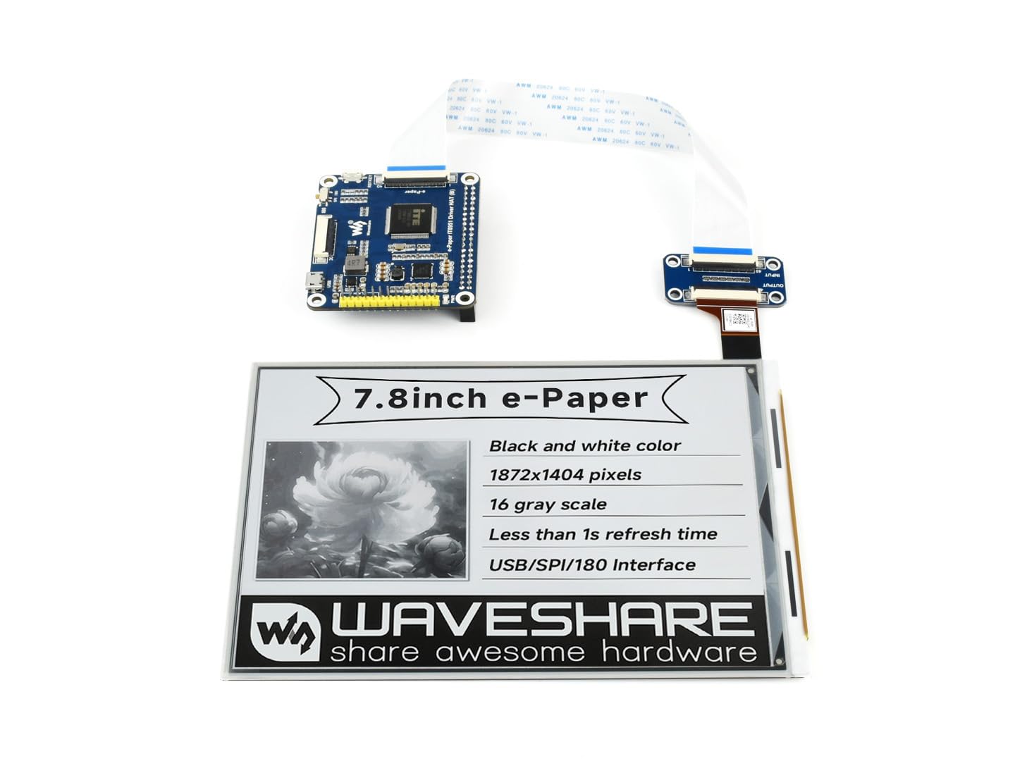 waveshare-7-8-zoll-e-ink-display-hat-1872x1404-f-r-raspberry-pi-mit-partial-refr image 1
