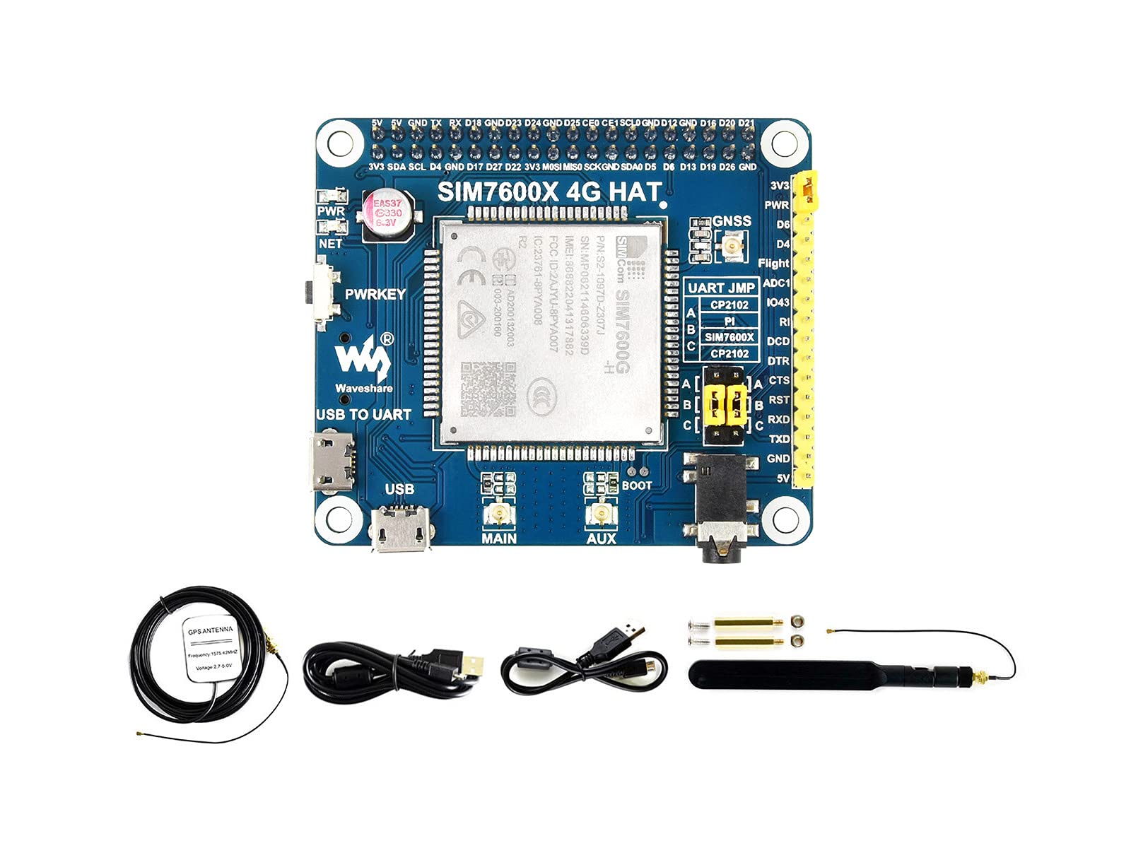 waveshare-sim7600g-h-4g-3g-2g-gnss-hat-lte-cat4-gps-f-r-raspberry-pi image 2