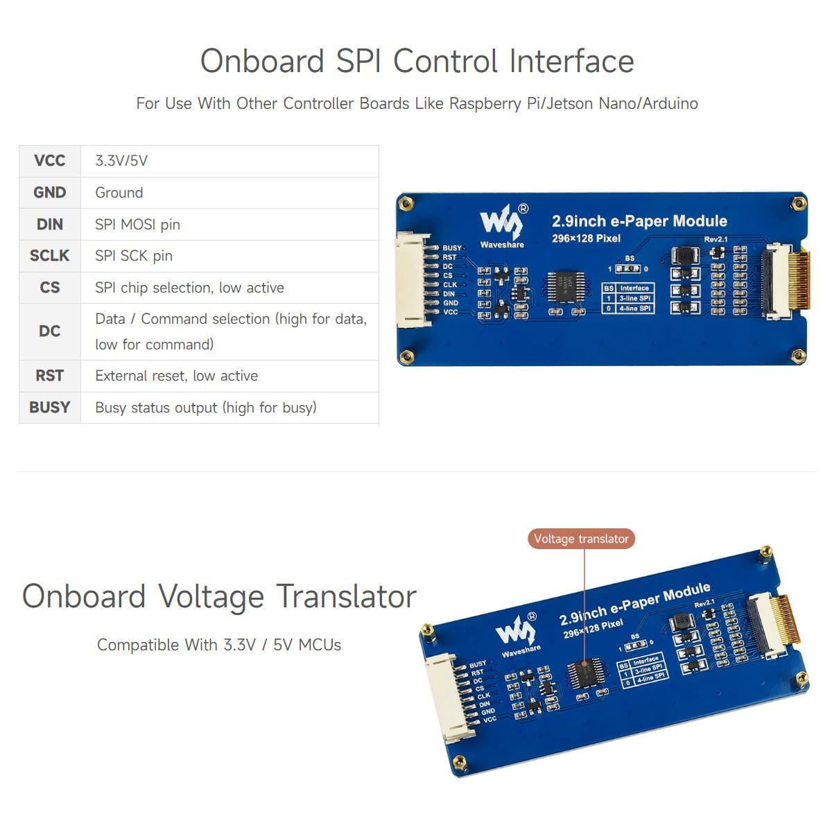 waveshare-2-9-zoll-e-paper-display-modul-kit-296x128-e-ink-spi-bildschirm image 6