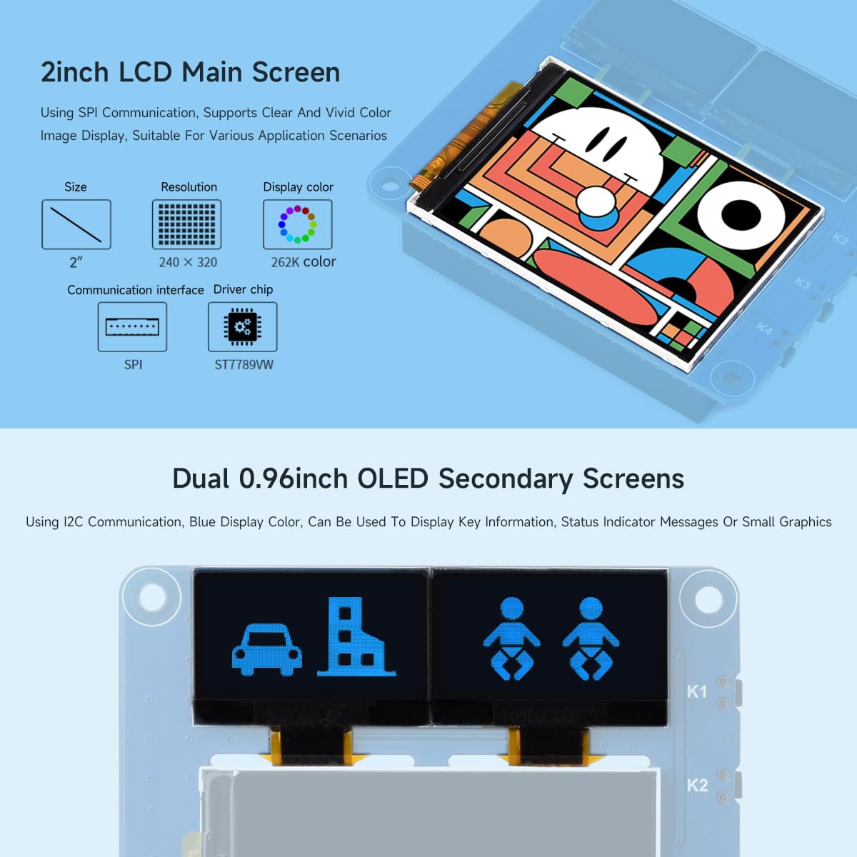waveshare-oled-lcd-hat-f-r-raspberry-pi-mit-2-zoll-ips-2x-0-96-zoll-oled image 4