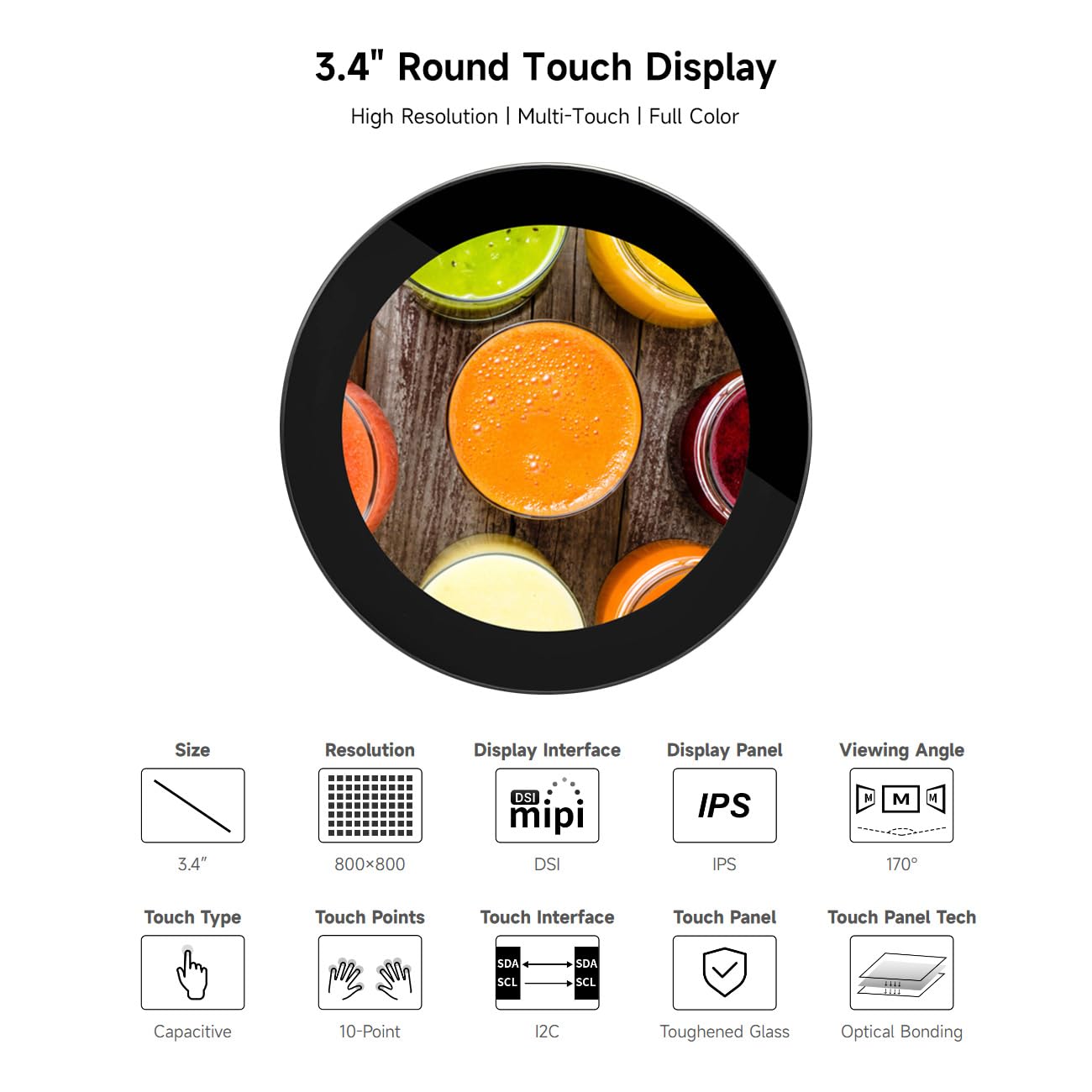 waveshare-3-4-zoll-dsi-round-touch-display-800x800-ips-10-punkt-f-r-raspberry-pi image 3