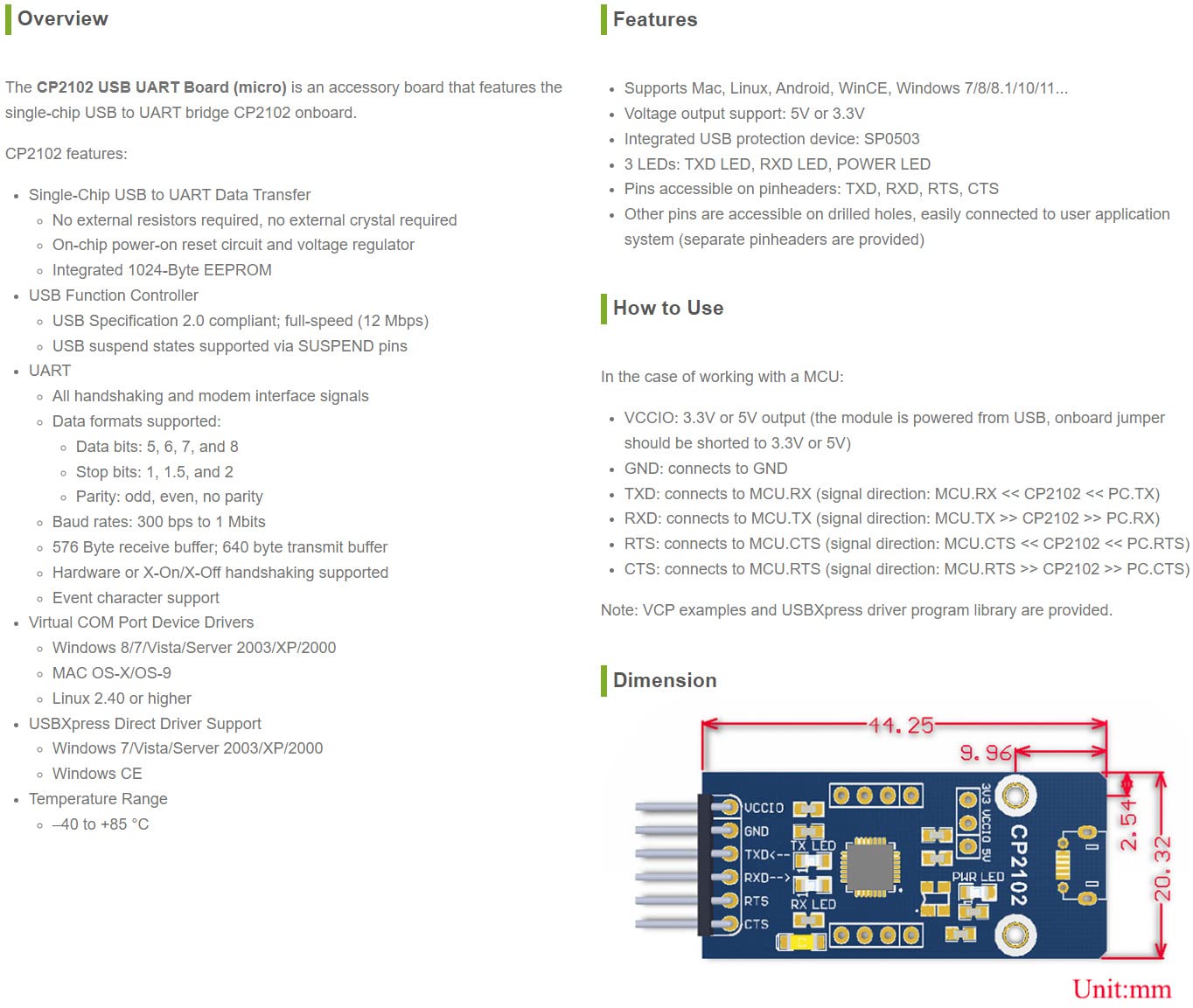 waveshare-cp2102-usb-uart-board-micro-usb-zu-uart-br-cke-5v-3-3v image 2
