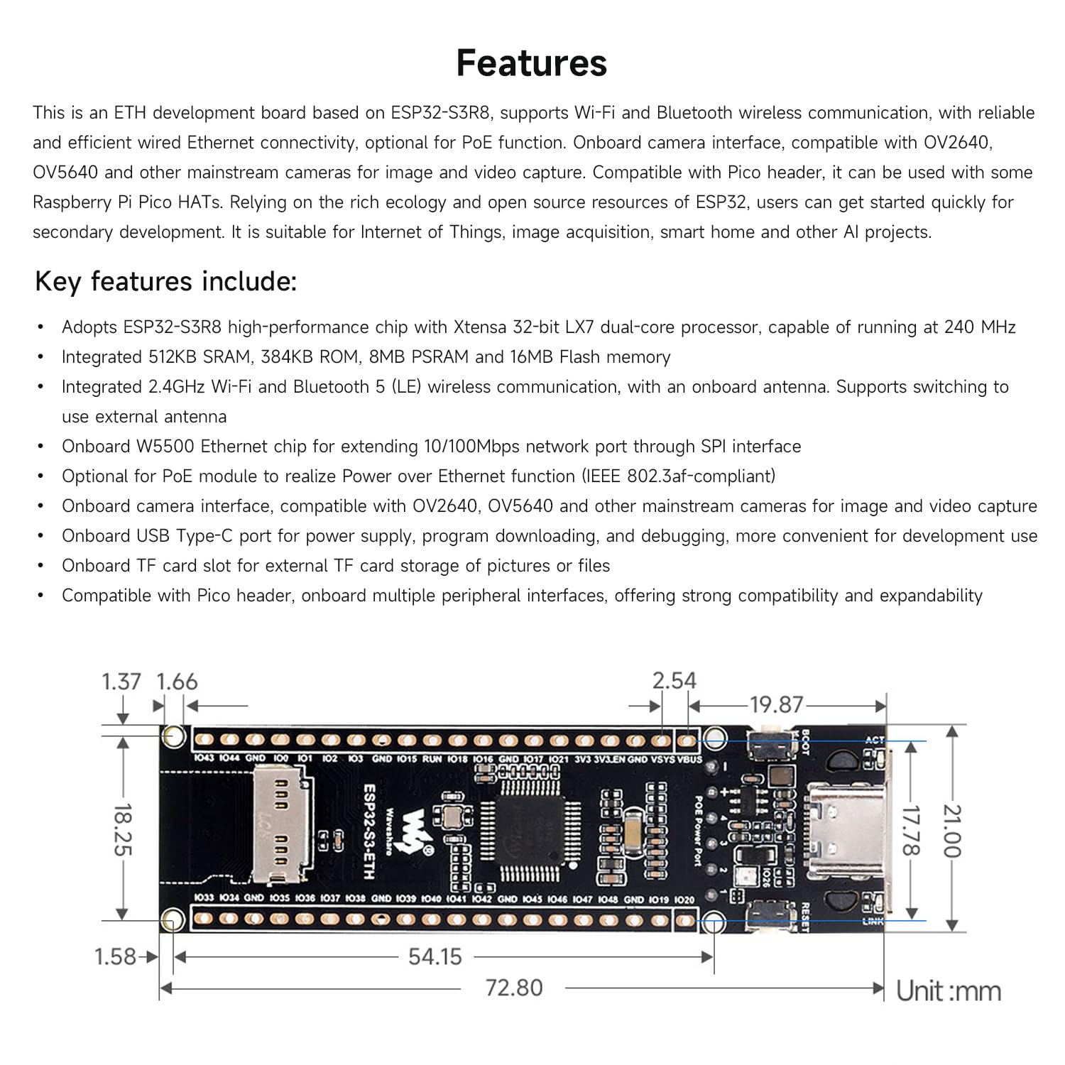waveshare-esp32-s3-eth-entwicklungsboard-2er-set-mit-poe-modul-rj45-und-type-c image 4
