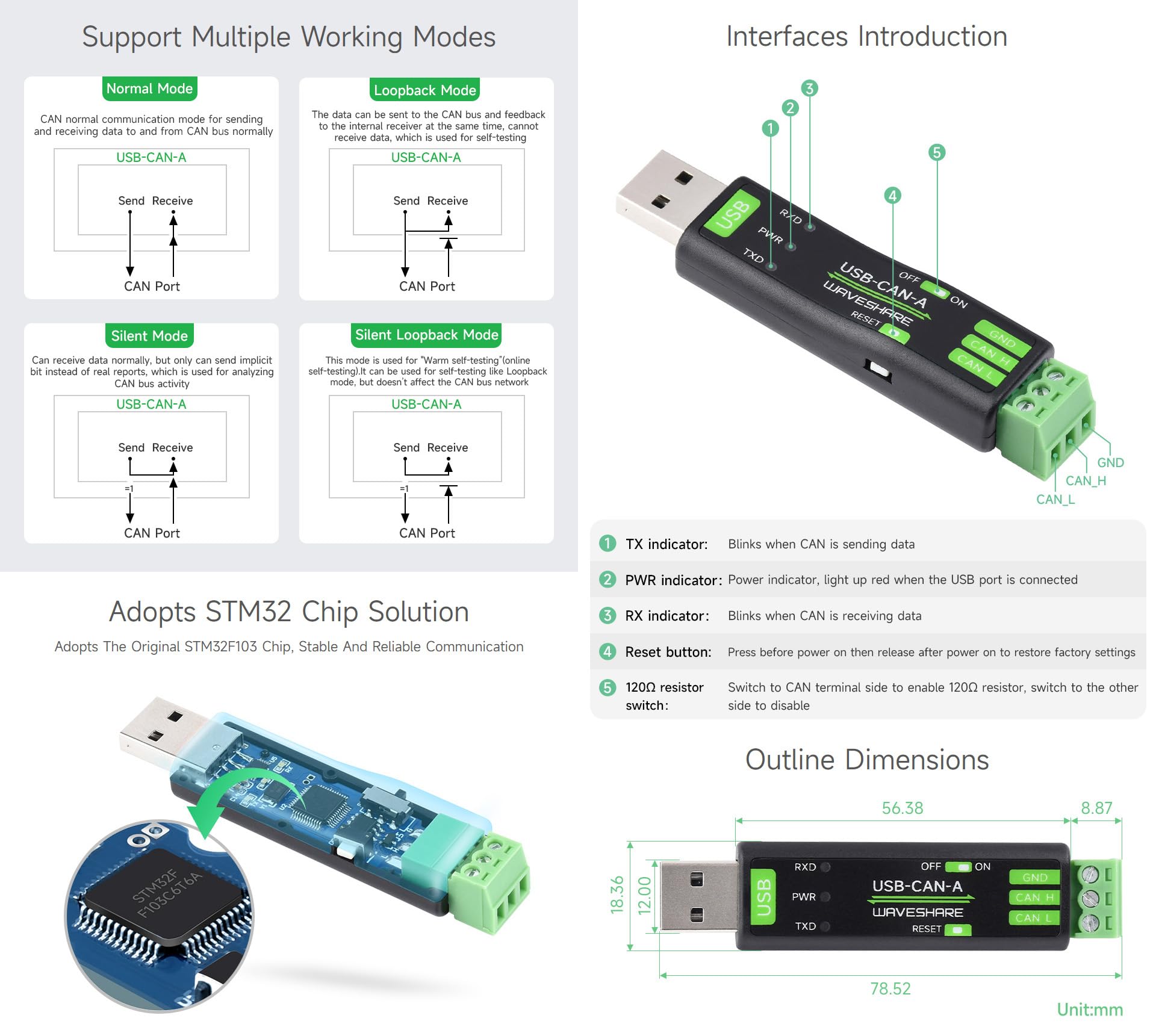 waveshare-usb-zu-can-adapter-model-a-2er-set-stm32-can-bus-konverter image 6