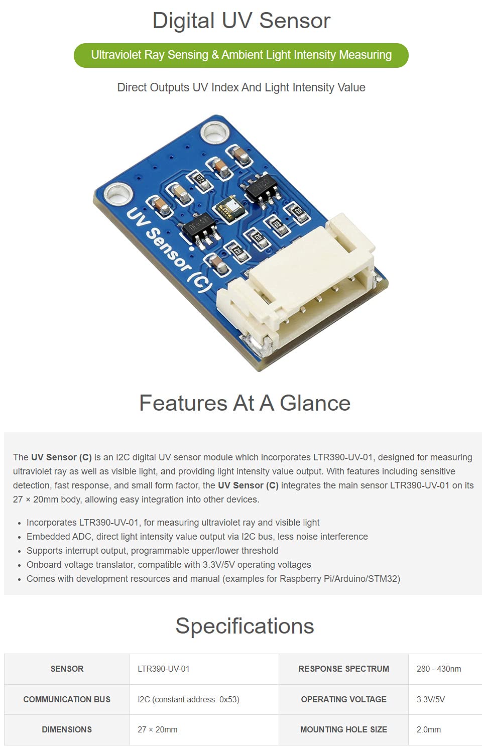 waveshare-digital-ltr390-uv-ultraviolet-sensor-c-uv-und-umgebungslichtsensor-i2c image 4