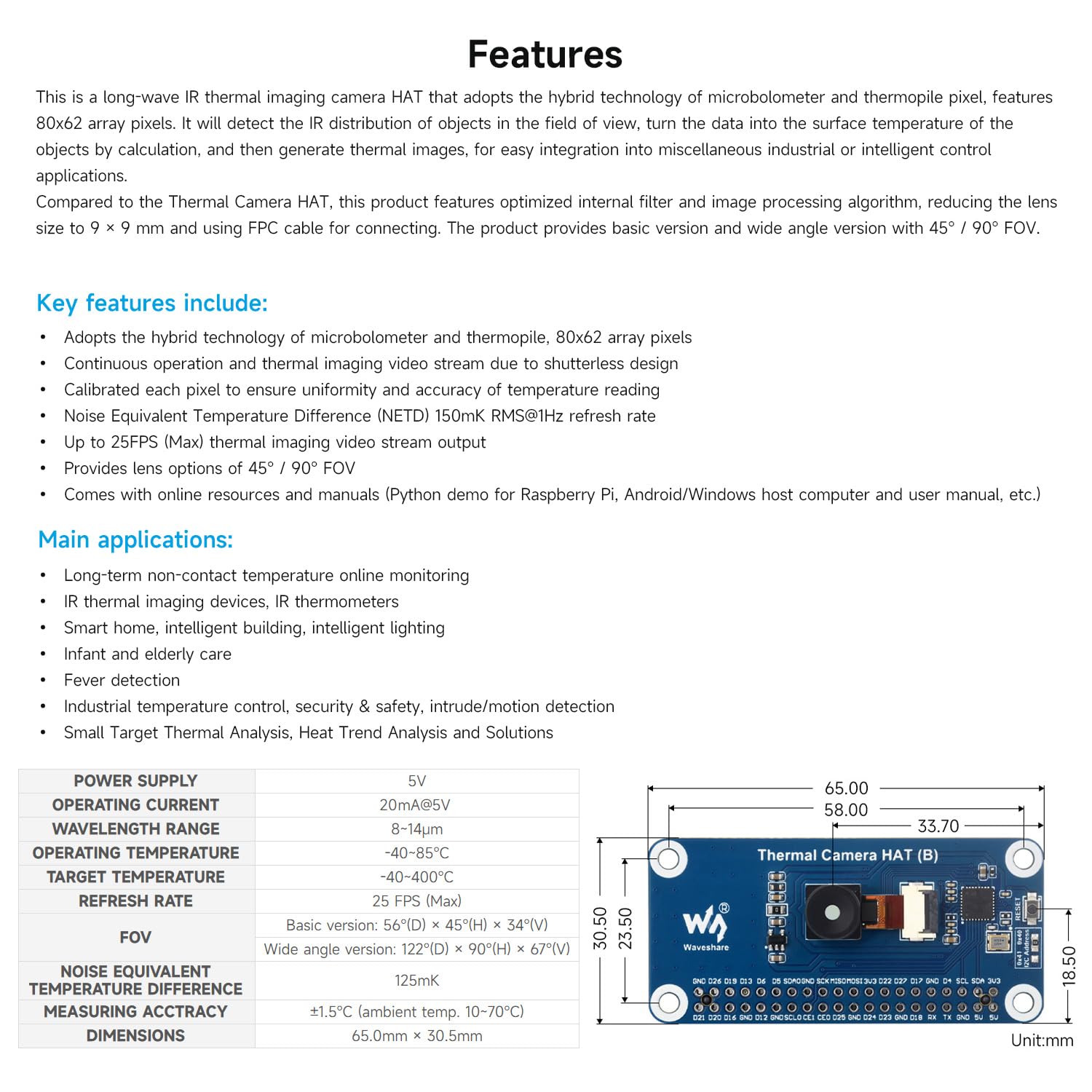 waveshare-long-wave-ir-thermal-imaging-camera-hat-b-90-fov-w-rmebildkamera-f-r-r image 4
