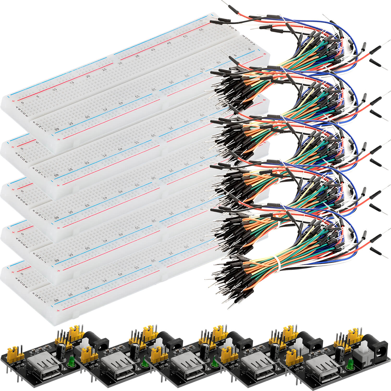 az-delivery-mb-102-breadboard-kit-mit-830-kontakten-netzteil-adapter-und-65-stec image 5