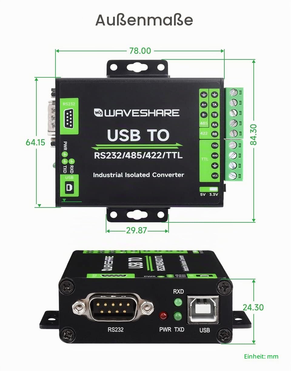 waveshare-ft232rnl-usb-zu-rs232-rs485-rs422-ttl-konverter-industriell-isoliert image 8