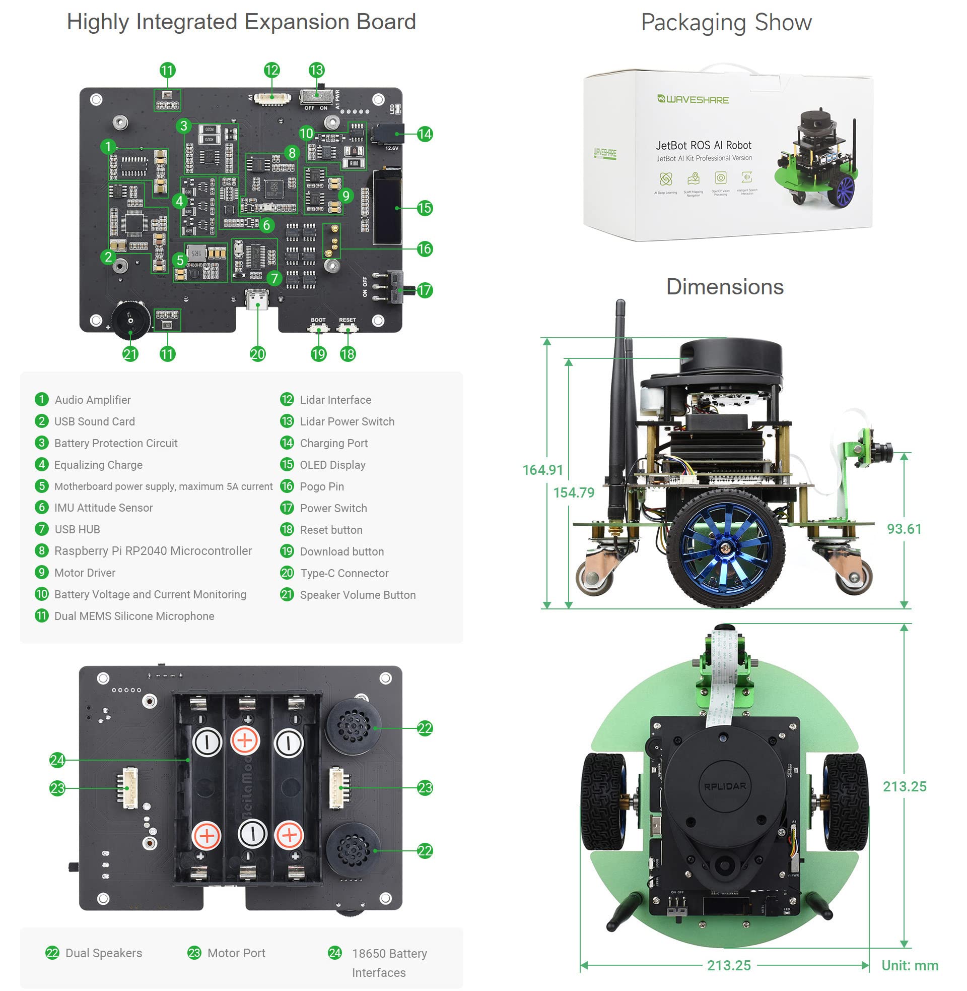 waveshare-jetbot-professional-version-ros-ai-kit-lidar-mapping-vision-rp2040-zub image 8