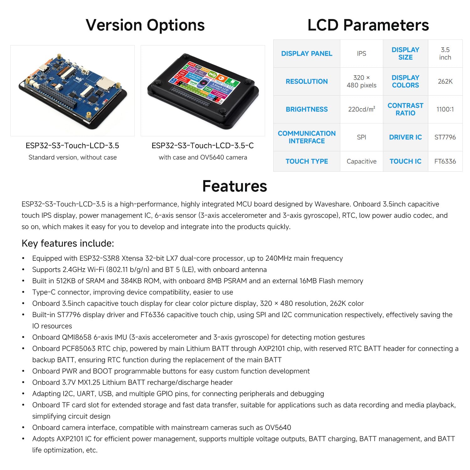 waveshare-esp32-s3-3-5-zoll-kapazitives-touch-display-entwicklungsboard-mit-geh- image 4