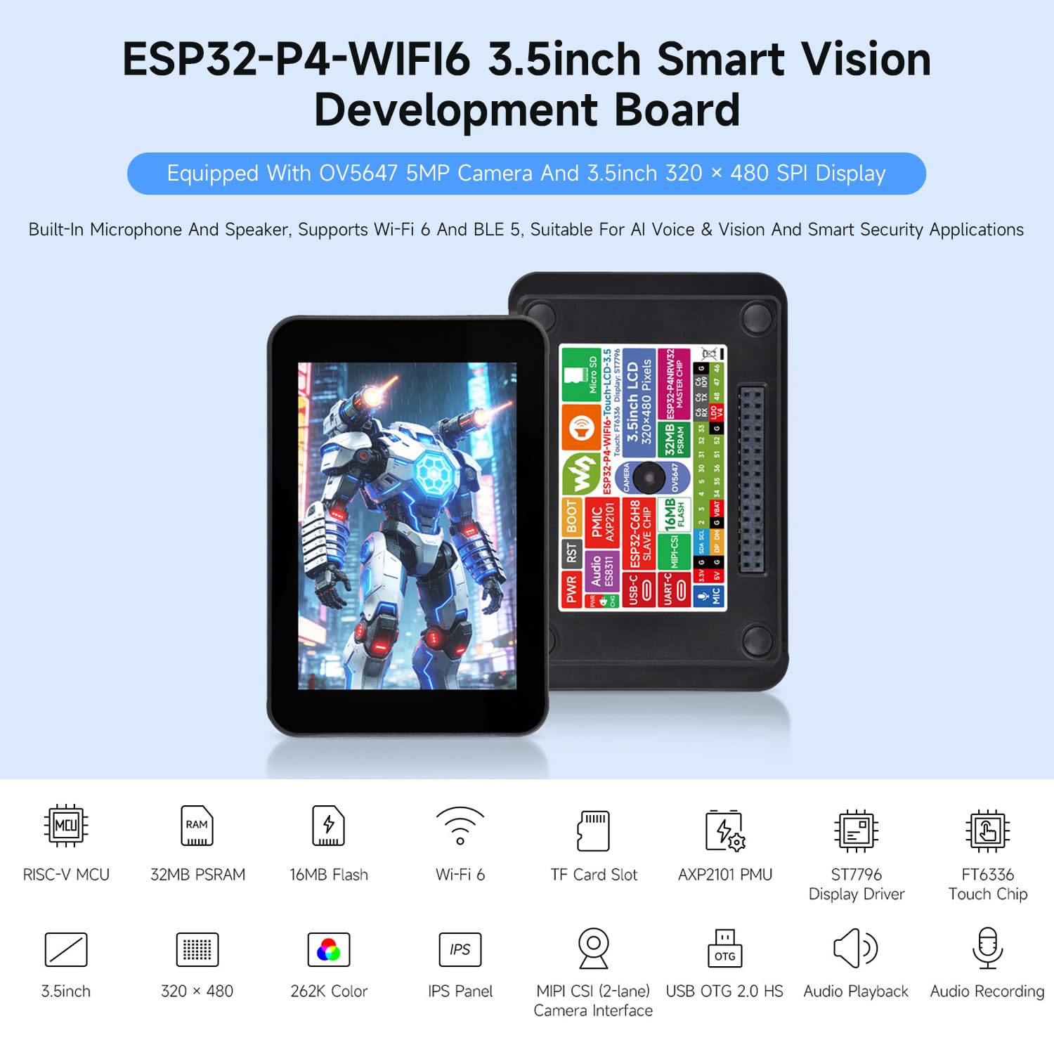 waveshare-esp32-p4-wifi6-3-5-zoll-smart-vision-entwicklungsboard-mit-ov5647-kame image 3