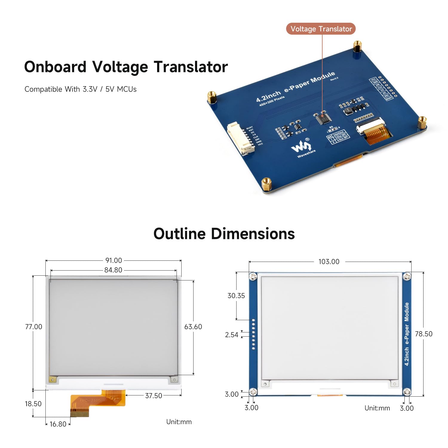 waveshare-4-2-zoll-e-paper-display-g-e-ink-raw-400x300-rot-gelb-schwarz-wei-ohne image 7