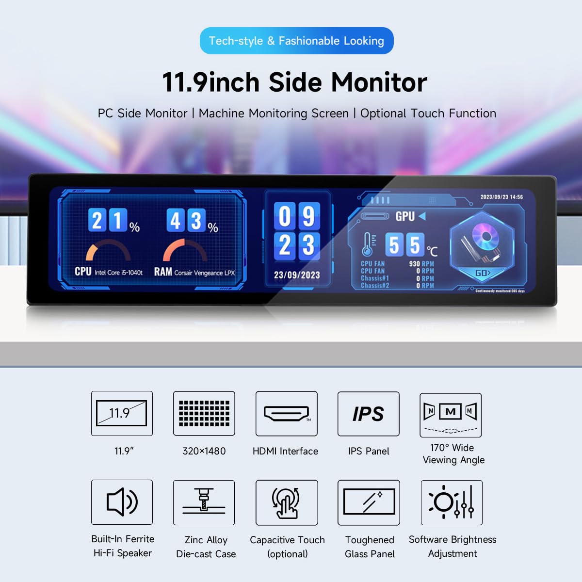 waveshare-11-9-zoll-ips-touchscreen-320x1480-hdmi-mit-lautsprecher image 3