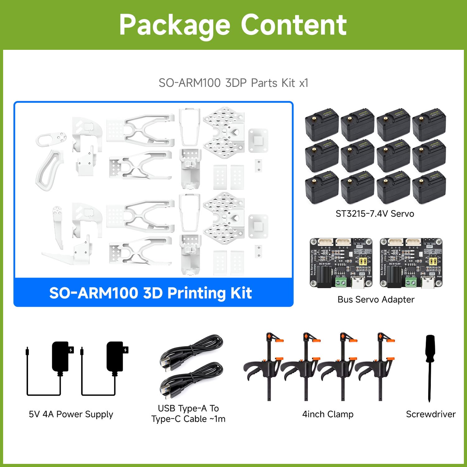 waveshare-so-arm100-6-achs-roboterarm-lerobot-kompatibel-3d-parts-kit image 2