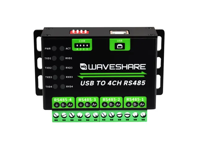 waveshare-industrial-usb-zu-4-kanal-rs485-konverter-mehrfachschutz-aluminiumgeh- image 1
