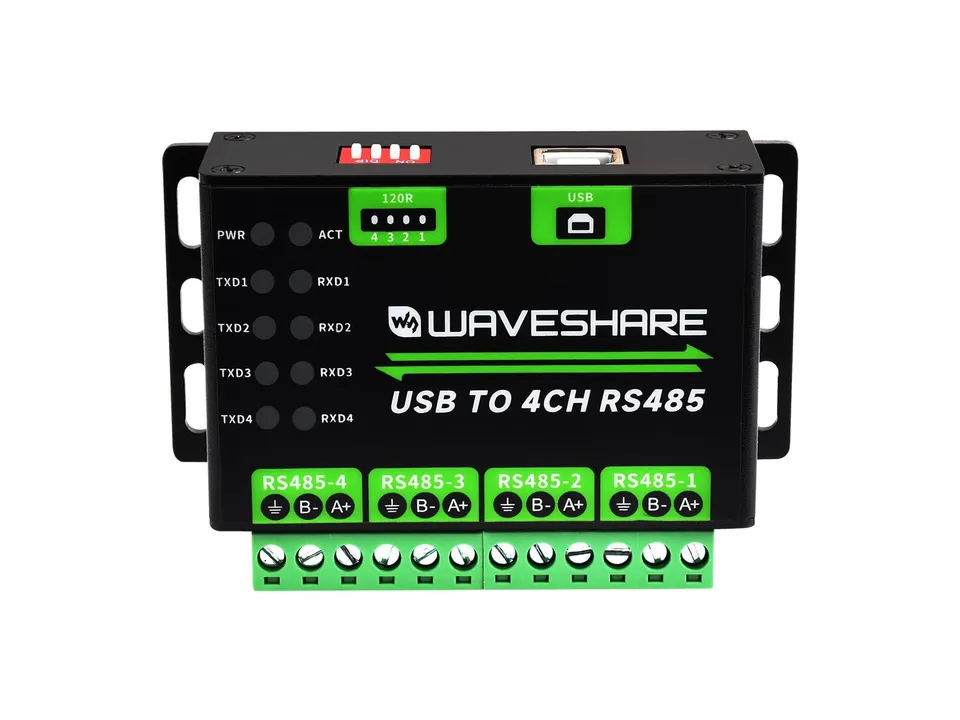 waveshare-industrial-usb-zu-4-kanal-rs485-konverter-mehrfachschutz-aluminiumgeh- image 1