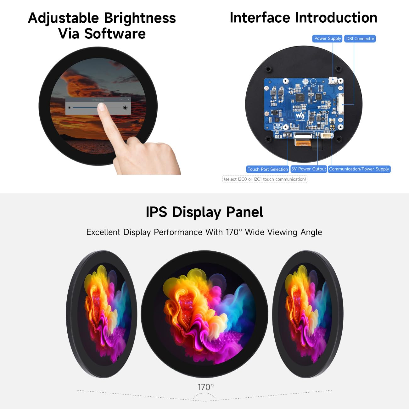 waveshare-4-zoll-dsi-lcd-rundes-kapazitives-touch-display-720x720-ips-f-r-raspbe image 5