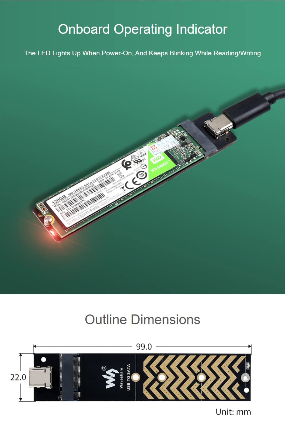 waveshare-usb-c-adapter-f-r-ngff-m-2-ssd-usb-3-2-gen2-type-c-bis-zu-6-gbps image 7