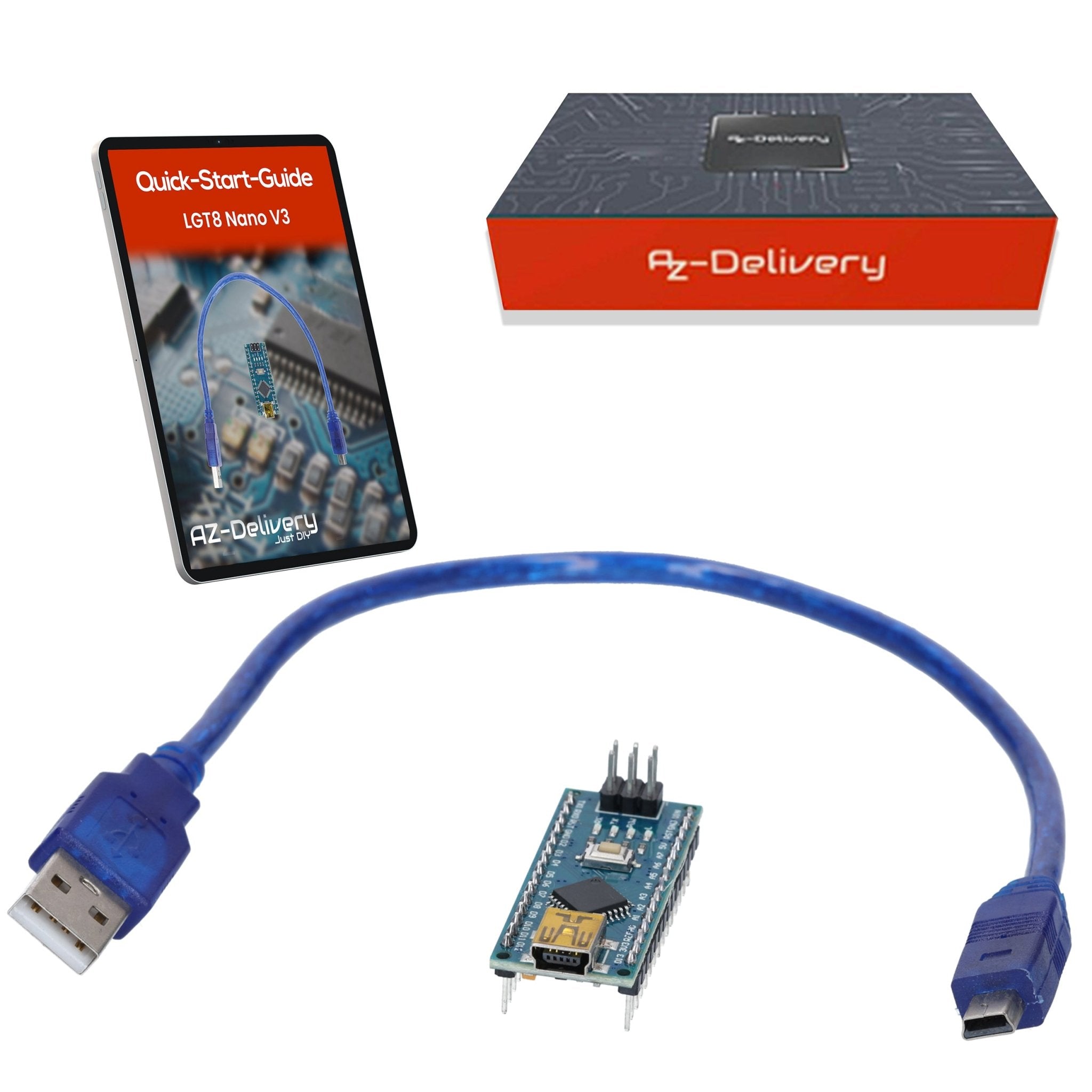 az-delivery-lgt8-nano-v3-mikrocontroller-board-lgt8f328p-ch340-32-mhz-mit-pins-u image 1
