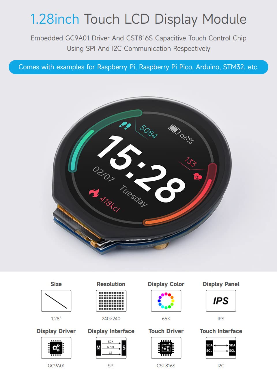 waveshare-1-28-zoll-lcd-touch-display-modul-240x240-ips-rund image 5