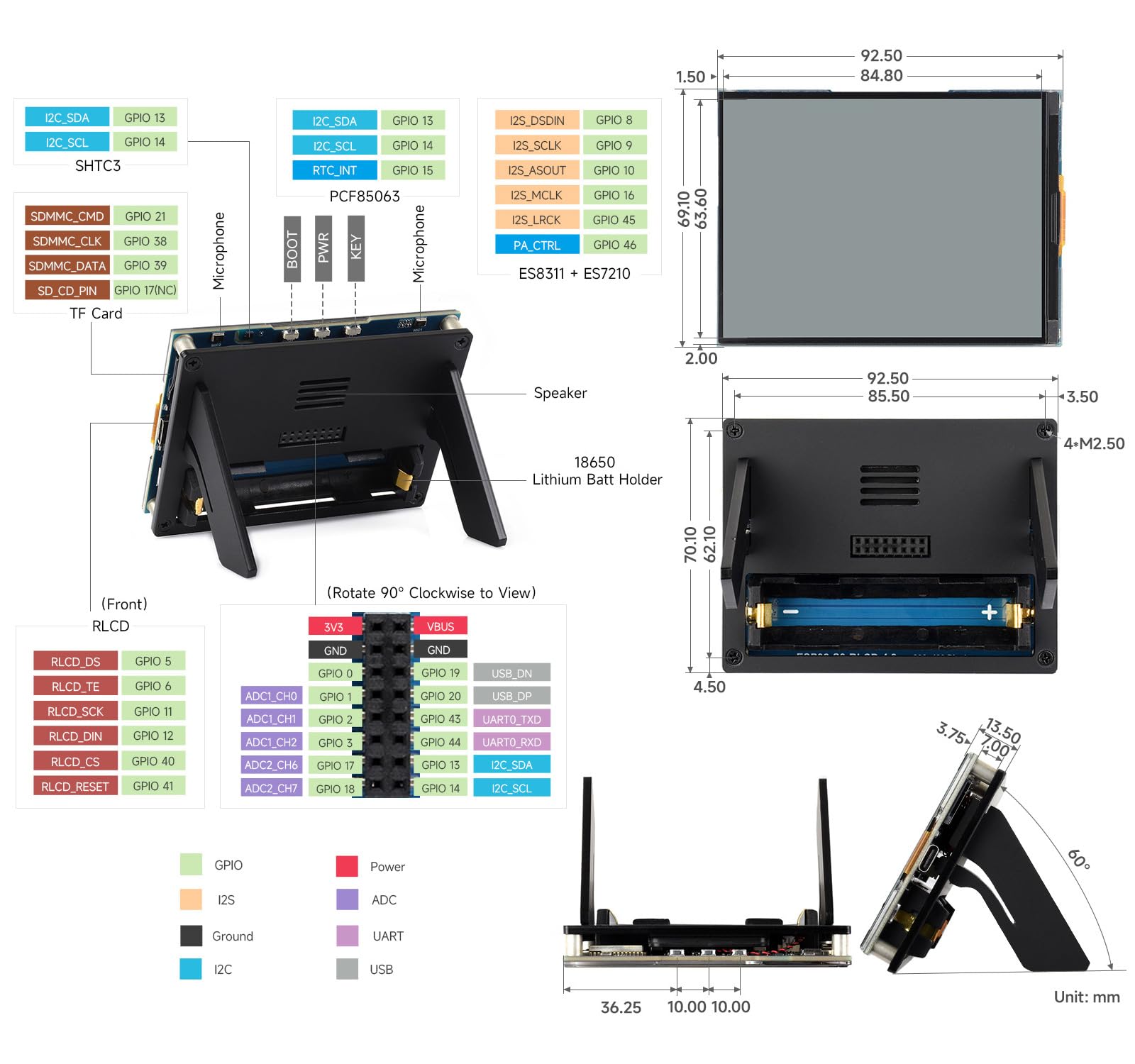 waveshare-esp32-s3-4-2-zoll-rlcd-entwicklungsboard-300x400-wi-fi-ble-ohne-akku image 7